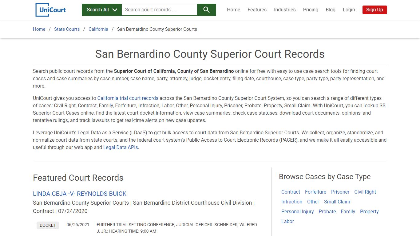 San Bernardino County Superior Court Records | California | UniCourt